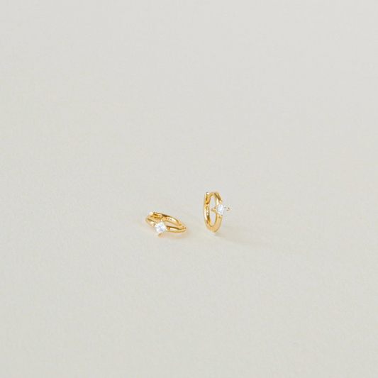 Diamond  Golden Huggie Earrings in Minimalist