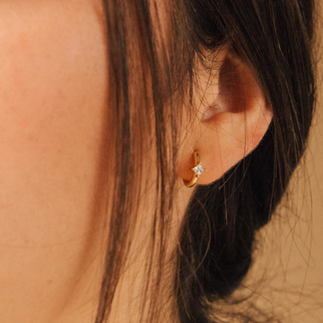 Diamond  Golden Huggie Earrings in Minimalist