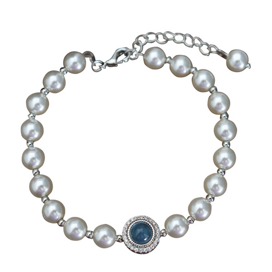 Bracelet aigue-marine et perles