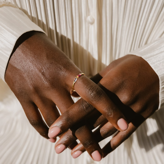 Duo Baguette Birthstone Ring in Minimalist