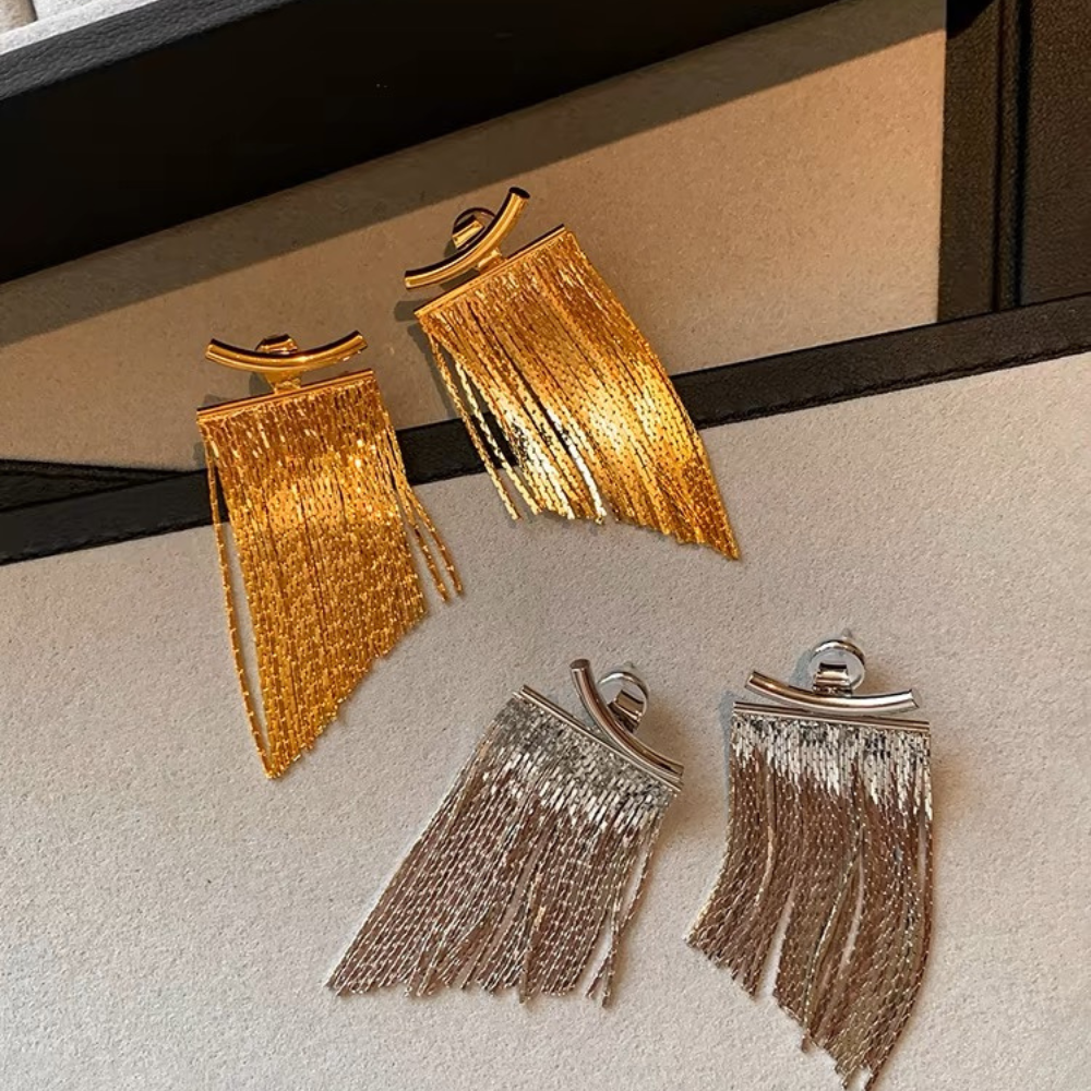 Tassel earrings-24k gold-plated