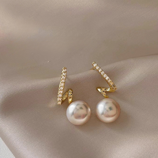 Freshwater Pearl & Zirconia Earrings-14k Gold