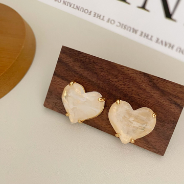 French Vintage Heart Stud Earrings