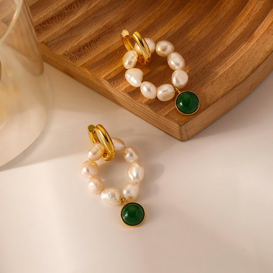 Hand-knit pearl earrings