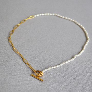 Freshwater pearl choker-24k gold-plated