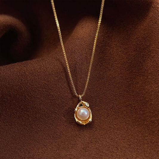 24K Gold Pearl Pendant Necklace