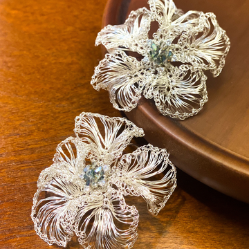 Japanese Flower Crochet Metal Wire Earrings