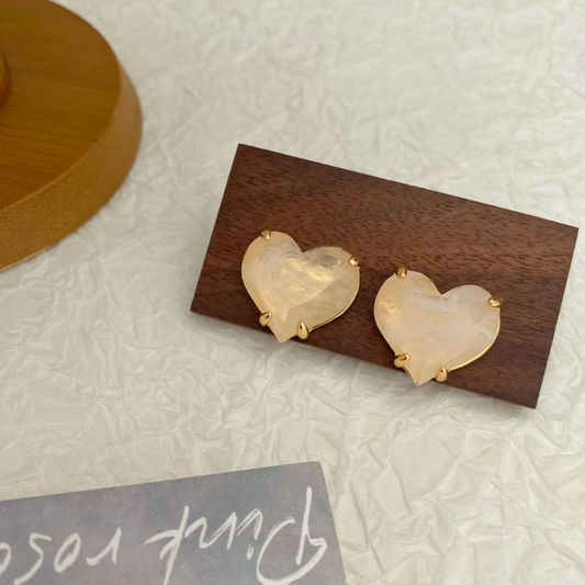 French Vintage Heart Stud Earrings