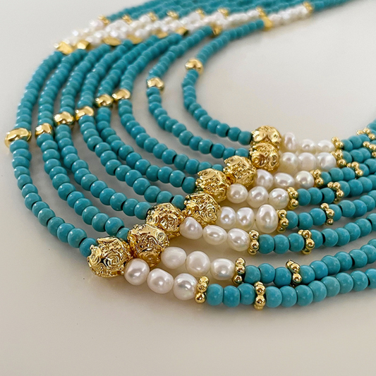 Turquoise & freshwater pearl necklace