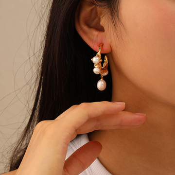 Molten Textured & Pearl Earrings