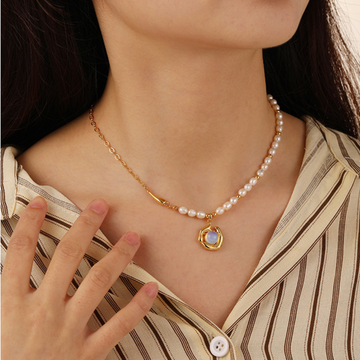 Moonstone Freshwater Pearl Necklace