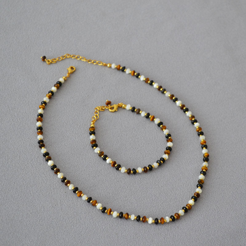 Tigers eyes, mini pearl and onyx Necklace/bracelet