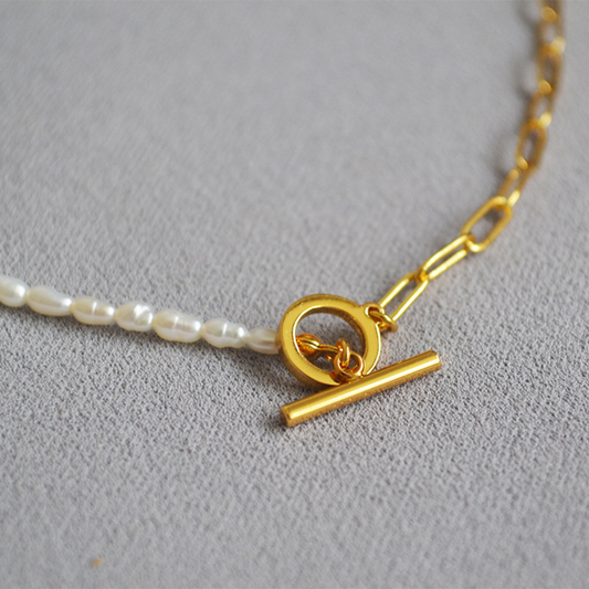 Freshwater pearl choker-24k gold-plated