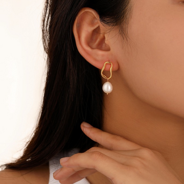 Irregular Geometric Freshwater Pearl Earrings