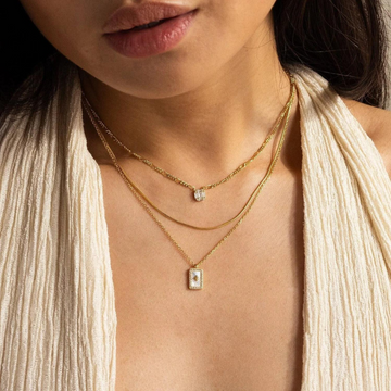 Pave Pearl North Star Necklace