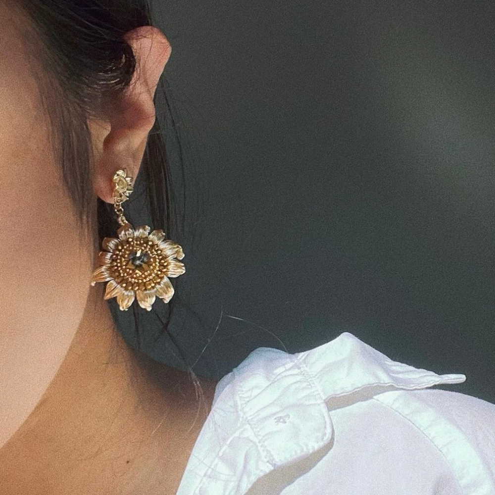 Golden Sunflower Earrings