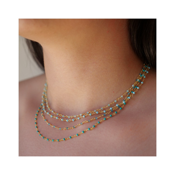 Gemstone Beads Necklaces in Golden Chain