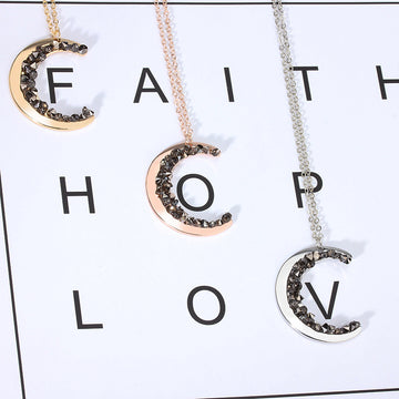 Moon Necklace in Golden, Sliver, and Rosegolden