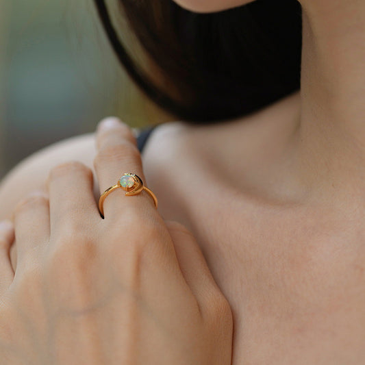 Opal Moon Golden Ring