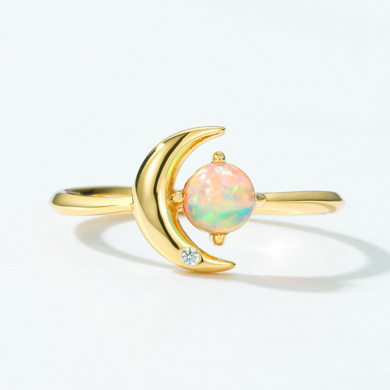 Opal Moon Golden Ring