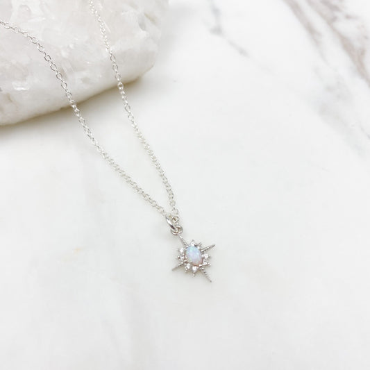 Opal Star Necklace with Golden Chain