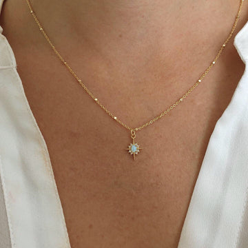 Opal Star Necklace with Golden Chain